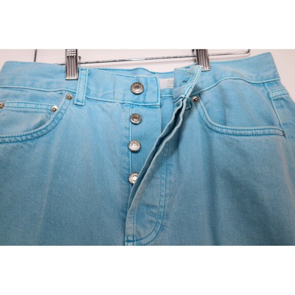 Topshop Womens Light Blue Denim Straight Leg Jeans UK 12 / US 30 With Side Slits - Picture 7 of 15